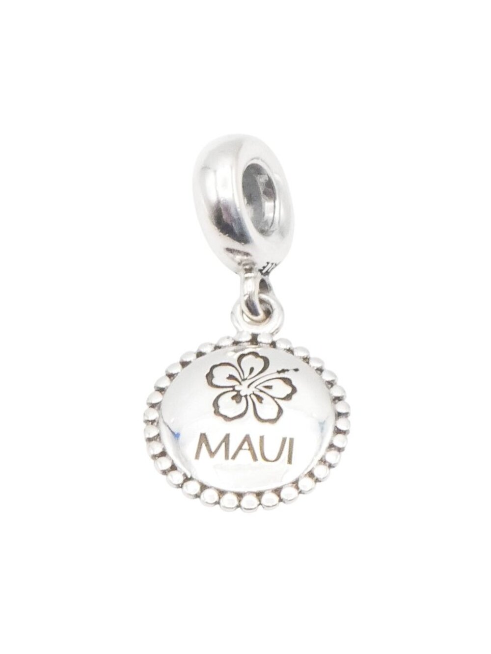 Pandora Exclusive Maui Hibiscus Flower Sterling Silver Travel Dangle Charm